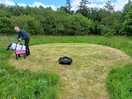 Mowed circular pitches.