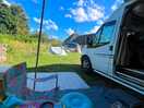Our pitch with the kid’s activity centre behind