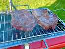 Couple of ribeyes doing their thing on the new bbq 🥩🥩
