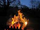 Evening darkness with camp fire