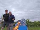 Tom proud of his fire lighting skill