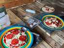Preparing the pizza
