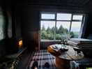 Indoor seating with stove