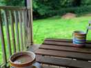 Peaceful cup of coffee in the morning on the terrace