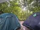 Even in the rain we made it cosy under the shelter