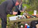 Woodpecker shepherds hut | chocolate apples bench provided