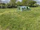 The tent set up in one of the mown pitches