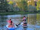 Paddleboarding on lake