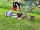 The fire pit and log seats