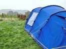 Pitched the tent in the rain