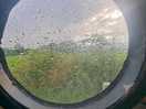 Porthole photo showing rain