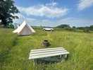 Outside the tent