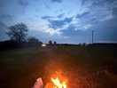 First night after sunset with campfire