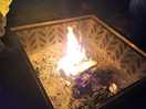 Enjoying shmores on the fire