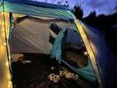 The setup of the tent on the pitch.