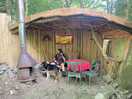 Lovely covered bbq outside seating area