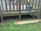 Outside decking area not cleaned up and looks like it’s been there awhile