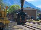 Steam train leaving the station