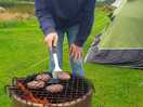 Burgers on firepit