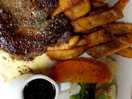 Steak was cooked just like hubby loves it, blue, vegs were next level yummy