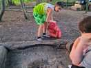 11 year old son building the fire