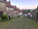 That view down gold hill at sundown