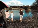 Fishing some very nice fish in the pond