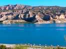 Besutiful lake with beach and fishing