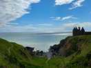 Dunskey castle from the start of the coastal path