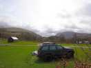 Camping pitch with mountains in background
