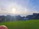 Gorgeous sun set over the camping field