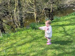 Walking along the river bank