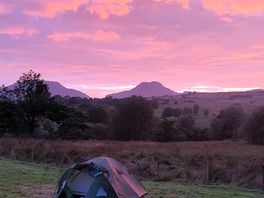 Pitched at the bottom of the rhinog view field