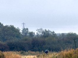 Friend enjoying the scenery with umbrella in the distance