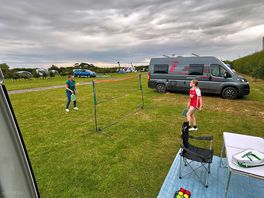 Room for a game of pickle ball. friendly neighbours too!
