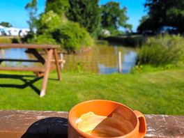 Morning coffee by the lake
