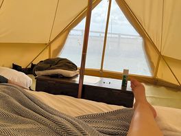 Relaxing in the bell tent