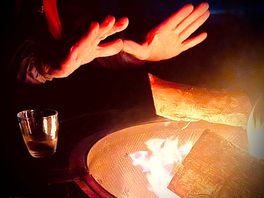 Camp fire and whiskey