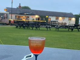 Cheeky drink in the tent contemplating when we go to the pub