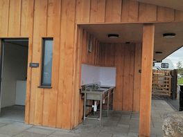 One of the toilet blocks with showers laundry sinks for washing up and disabled showers and toilets