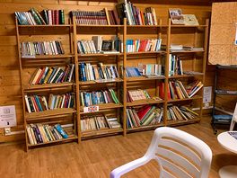 The library, includes books in french and english