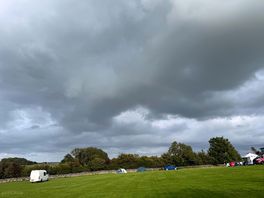 Rainbow after a small shower, with large pitch spaces