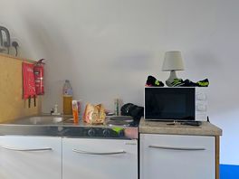 Pod facilities microwave, fridge and kettle