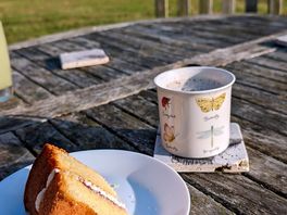 A slice of the delicious homemade cake 😋