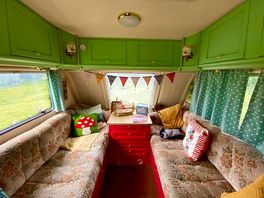 Inside thr caravan ‘barbara’
