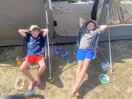 Relaxing at our tent pitch
