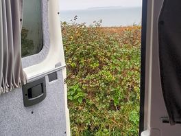 View from the transverse bed in our van
