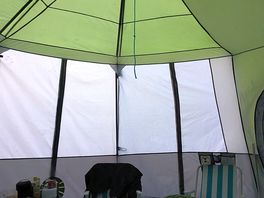 Inside our glamping tent