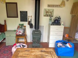 Inside the railway hut