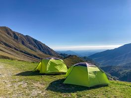 Tents with mountain views